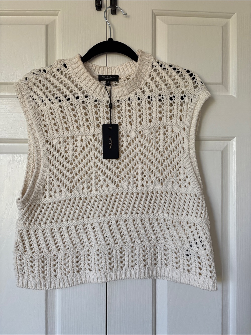 rag & bone Ivory Openwork Crochet Sleeveless Vest NWT